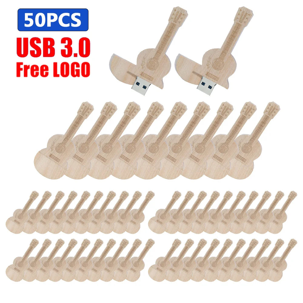 Guitar USB 3.0 Flash Drive Custom Logo Bulk | 32GB 64GB 128GB Custom USB Flash Drive PRIMED 128 GB Maple 50pcs China Mainland