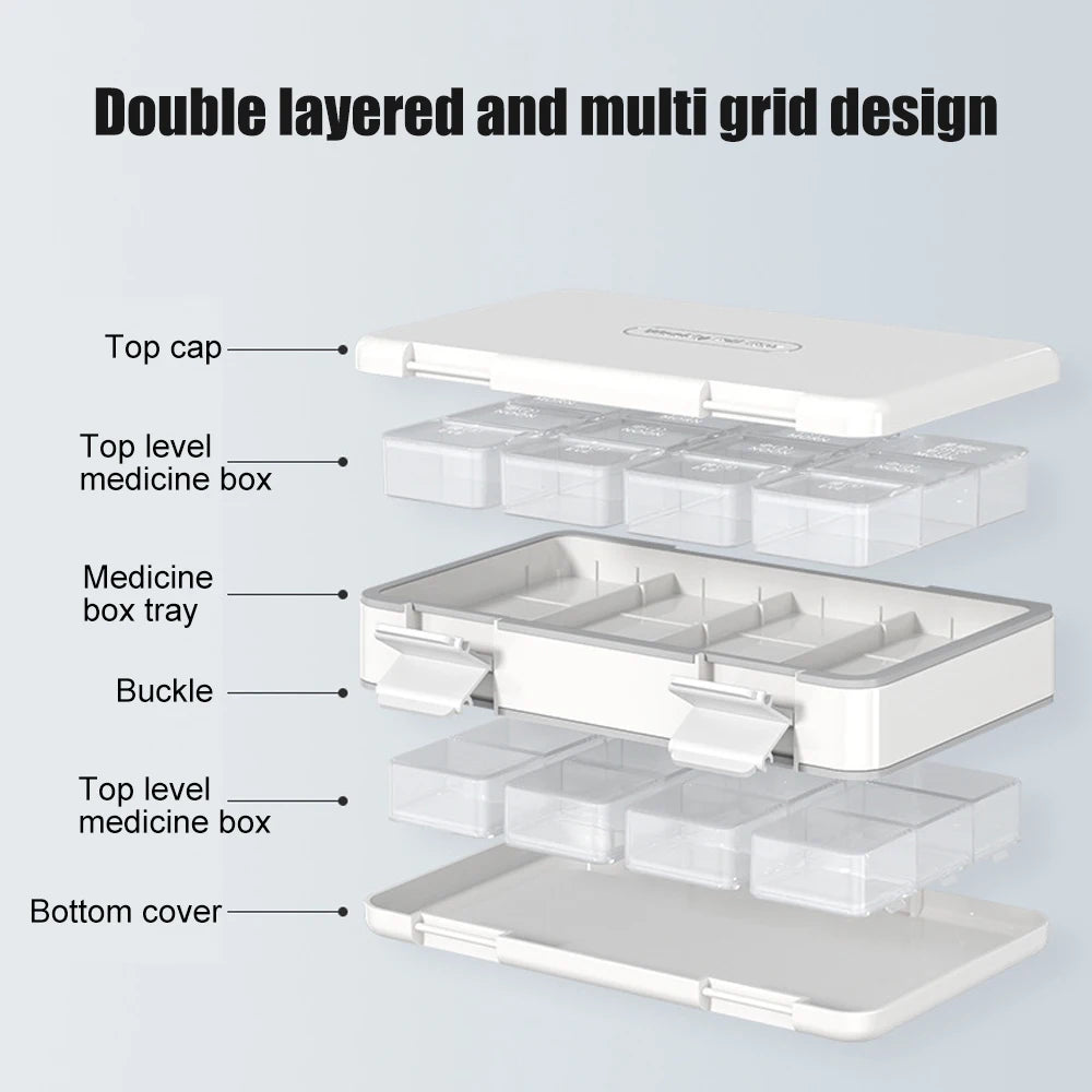 Weekly Pill Organizer 3 Times a Day – 24-Compartment Travel Box