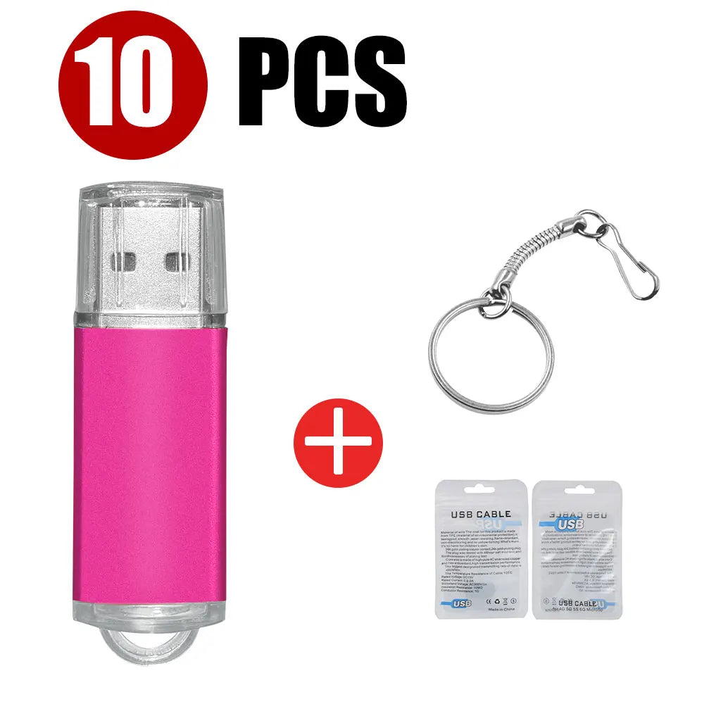 10-Pack Colorful USB Flash Drives 1GB–64GB | Custom Logo USB Flash Drive PRIMED 4GB Pink USB 2.0 1