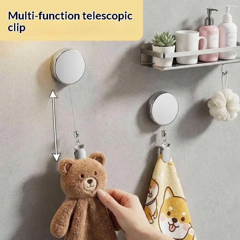 Retractable Towel Rack – No-Drill Self-Adhesive Wall Mount