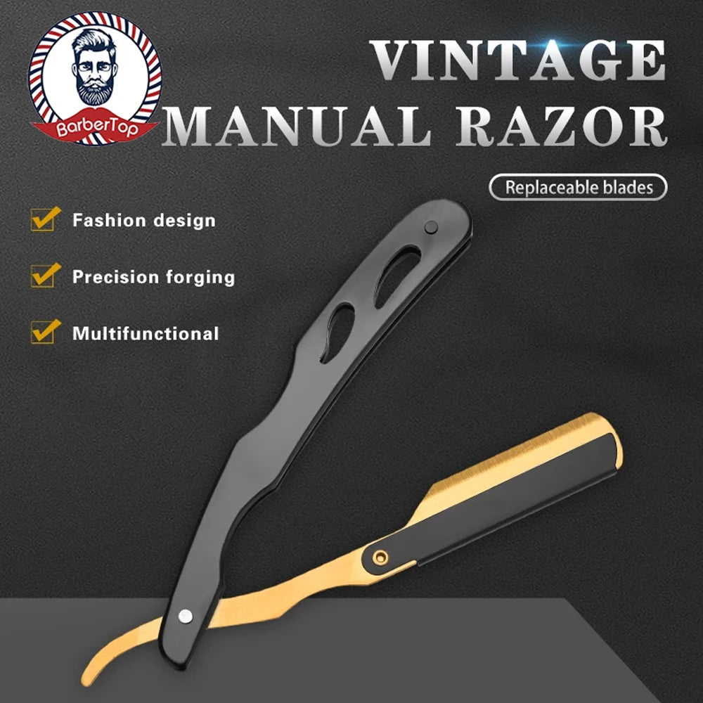 Men's Folding Straight Razor – Stainless Steel Barber Tool