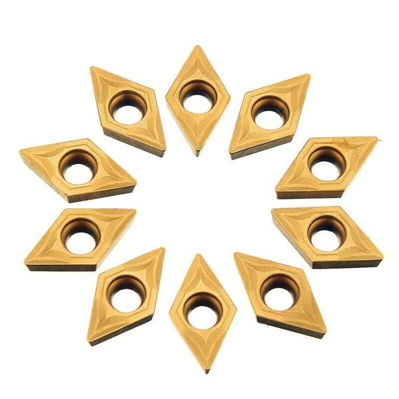 DCMT070204 YBC251 Gold Carbide Inserts 7×7×2mm 10 Pack Carbide Lathe Inserts PRIMED