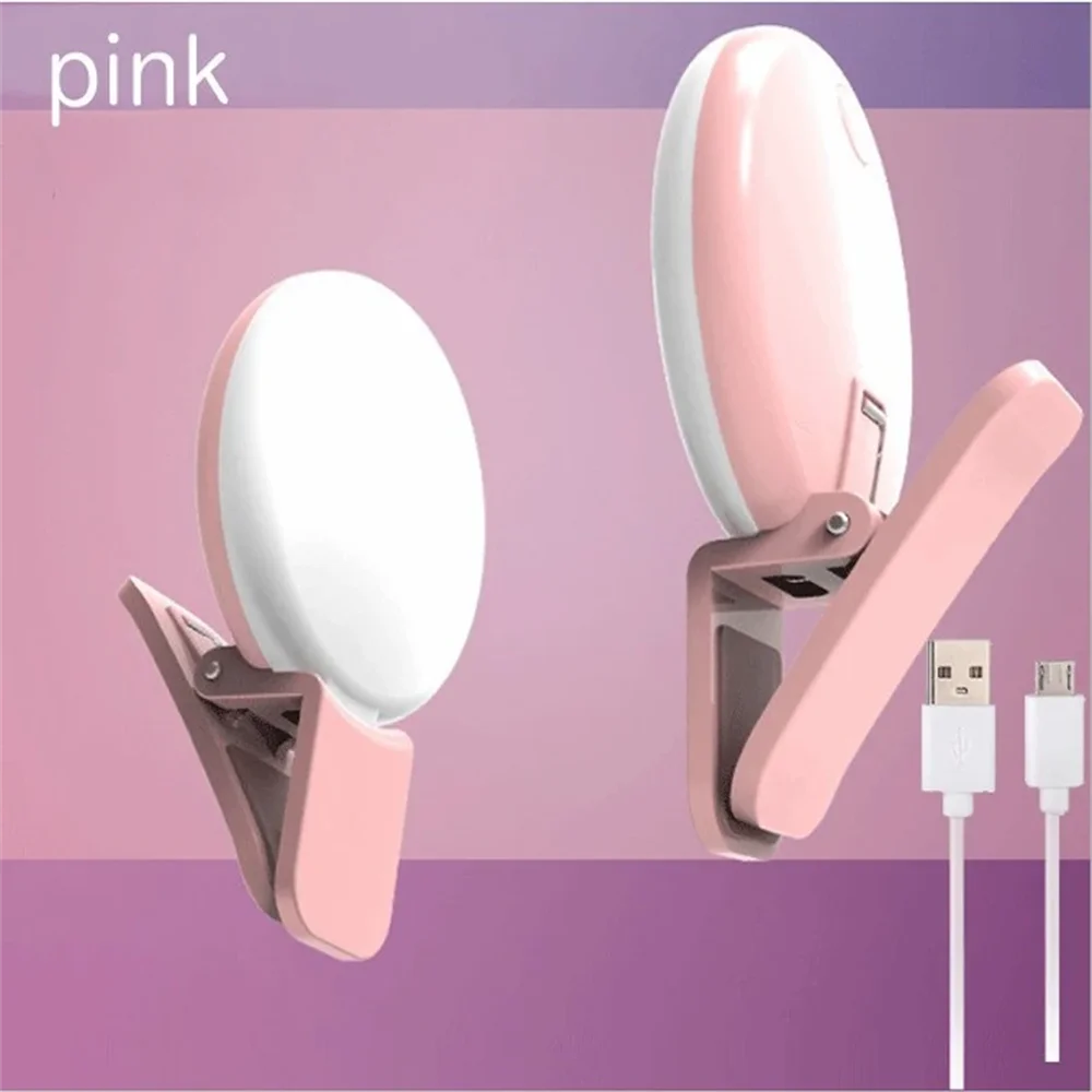 Mini LED Selfie Fill Light – 9 LEDs, 3 Brightness, Universal Clip LED Selfie Fill Light PRIMED Pink