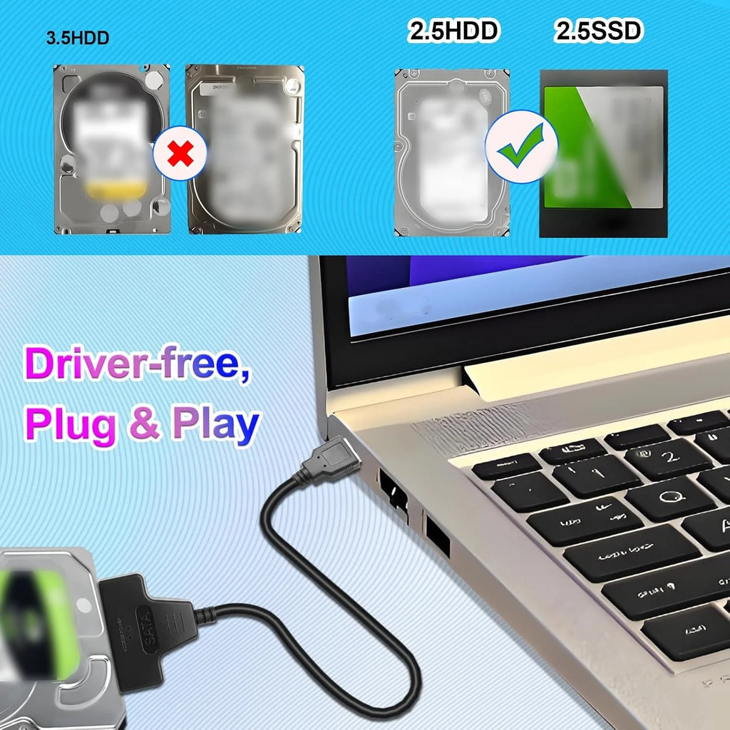 USB 3.0 to SATA Adapter Cable for 2.5" HDD & SSD | 5Gbps SATA USB Adapter PRIMED