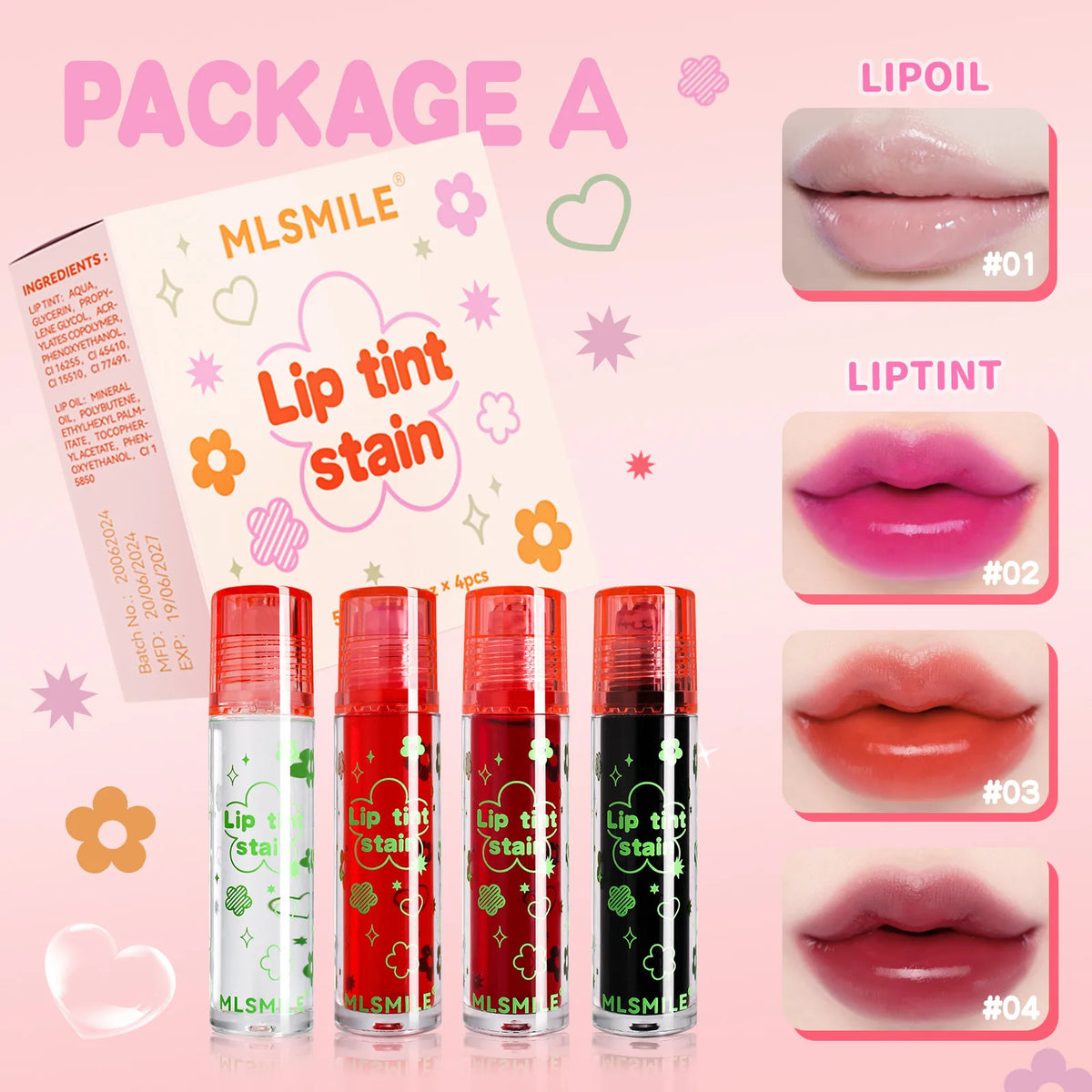 MLSMILE Roll-On Matte Lip Tint – Waterproof Long-Lasting Gloss Roll-On Lip Tint PRIMED A