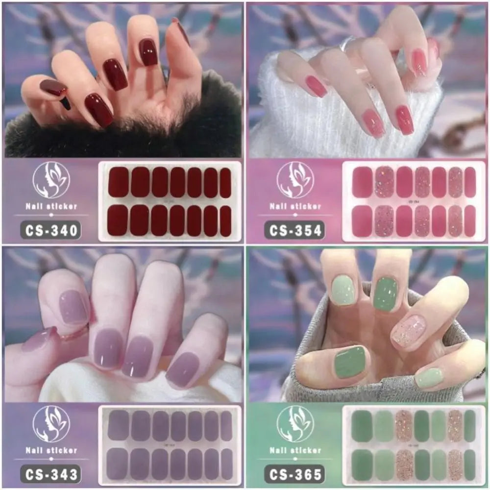 Waterproof Foil Gel Nail Stickers – 14 Tips Full Nail Wraps