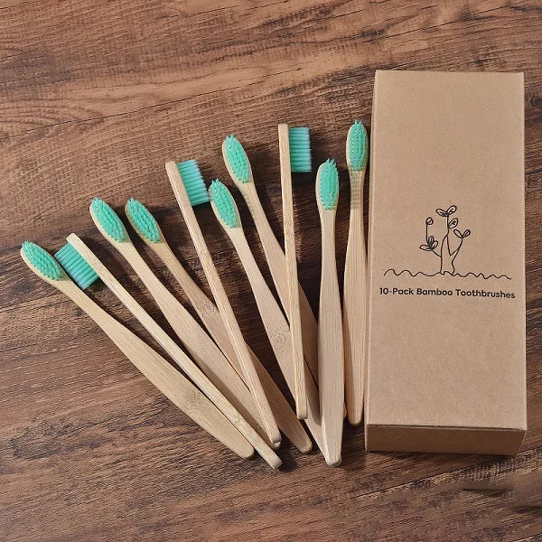 10-Pack Bamboo Toothbrush – BPA Free Soft Charcoal Bristles