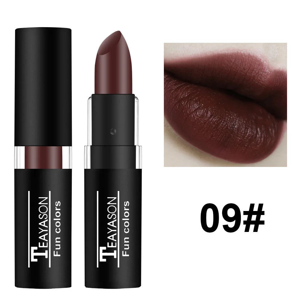 TEAYASON 12-Color Waterproof Matte Lipstick Set – Long-Lasting