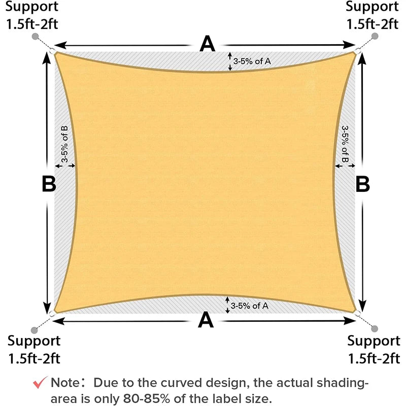 Sun Shade Sail Triangle & Rectangle HDPE Canopy – Patio Garden Sun Shade Sail PRIMED