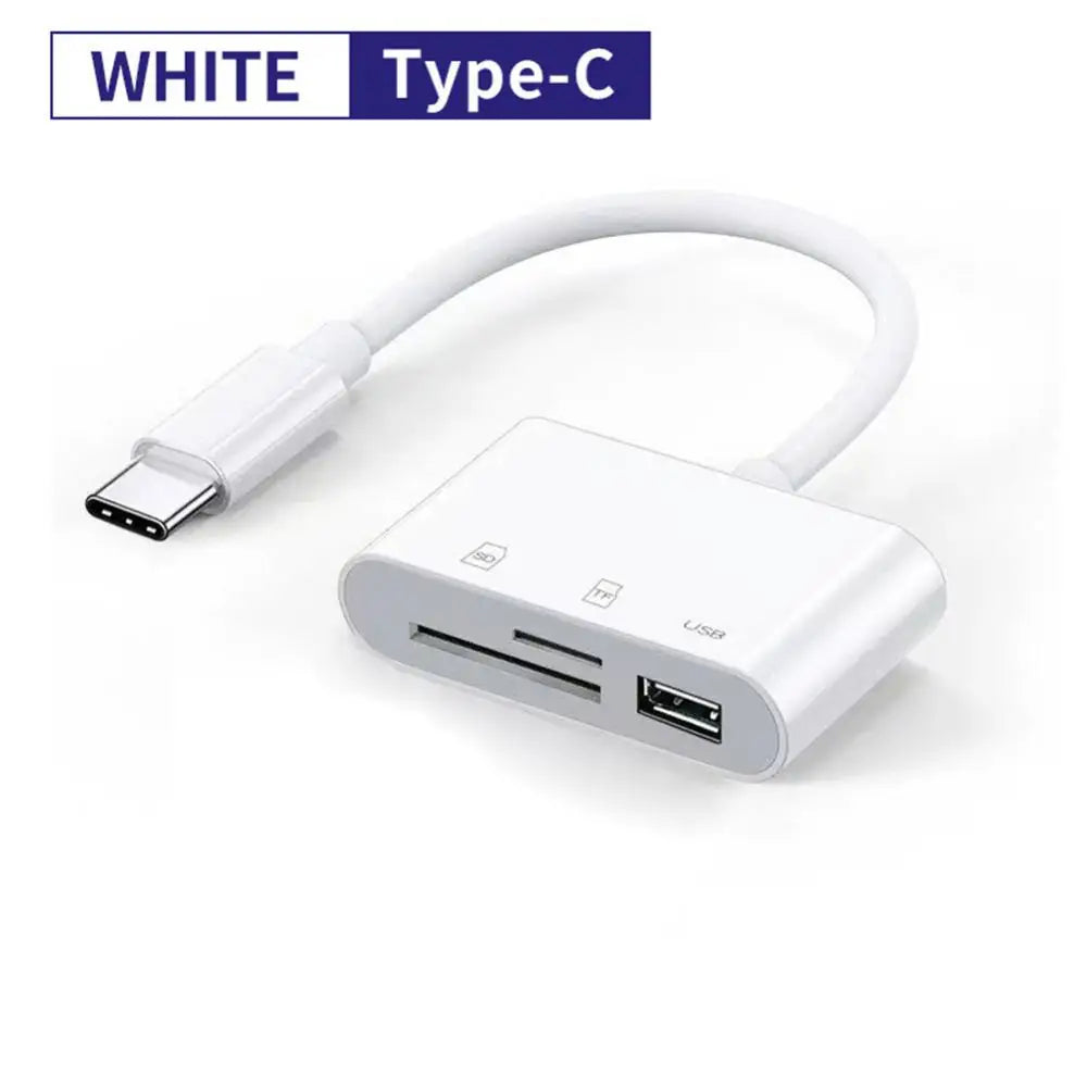 USB-C SD & TF Card Reader OTG Adapter | iPhone 15 MacBook USB-C Card Reader PRIMED WHITE
