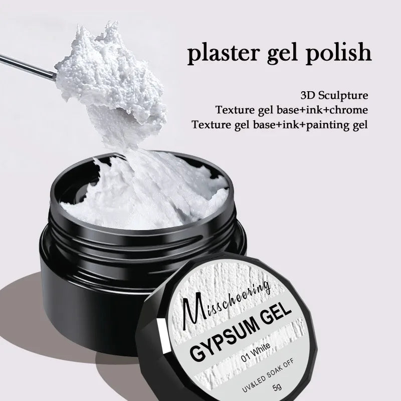 3D Gypsum Plaster Nail Gel – No-Wipe UV/LED Sculpture Modeling Nail Sculpture Gel PRIMED