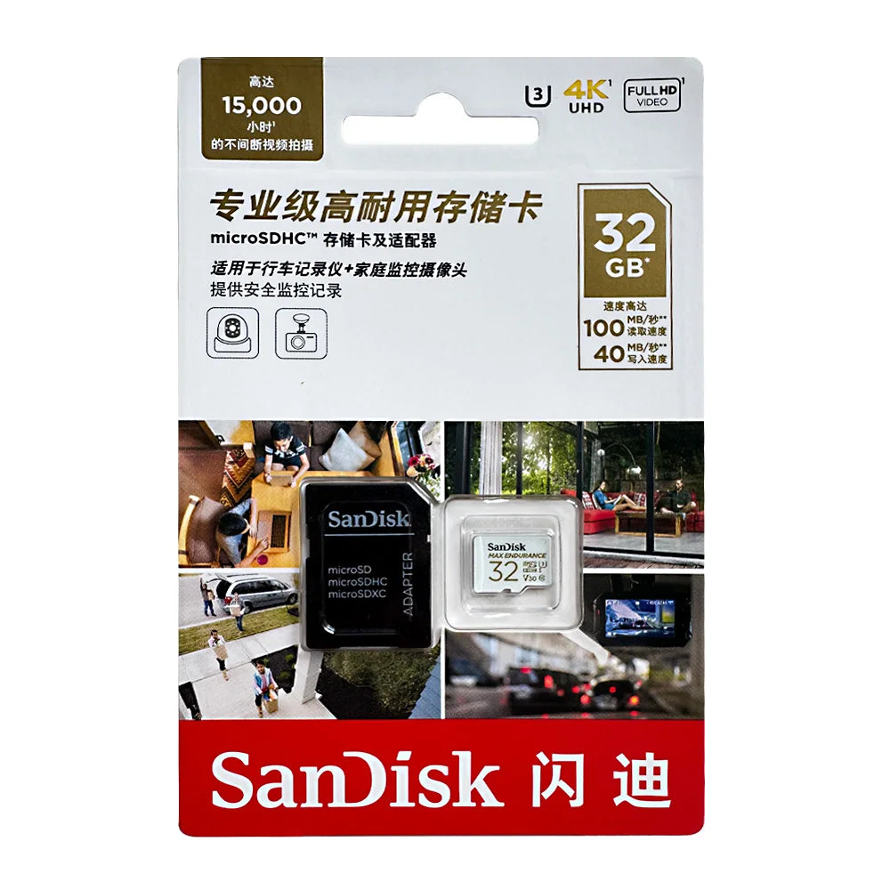 SanDisk MAX ENDURANCE MicroSD 32GB–256GB U3 4K Dash Cam MicroSD Memory Card PRIMED