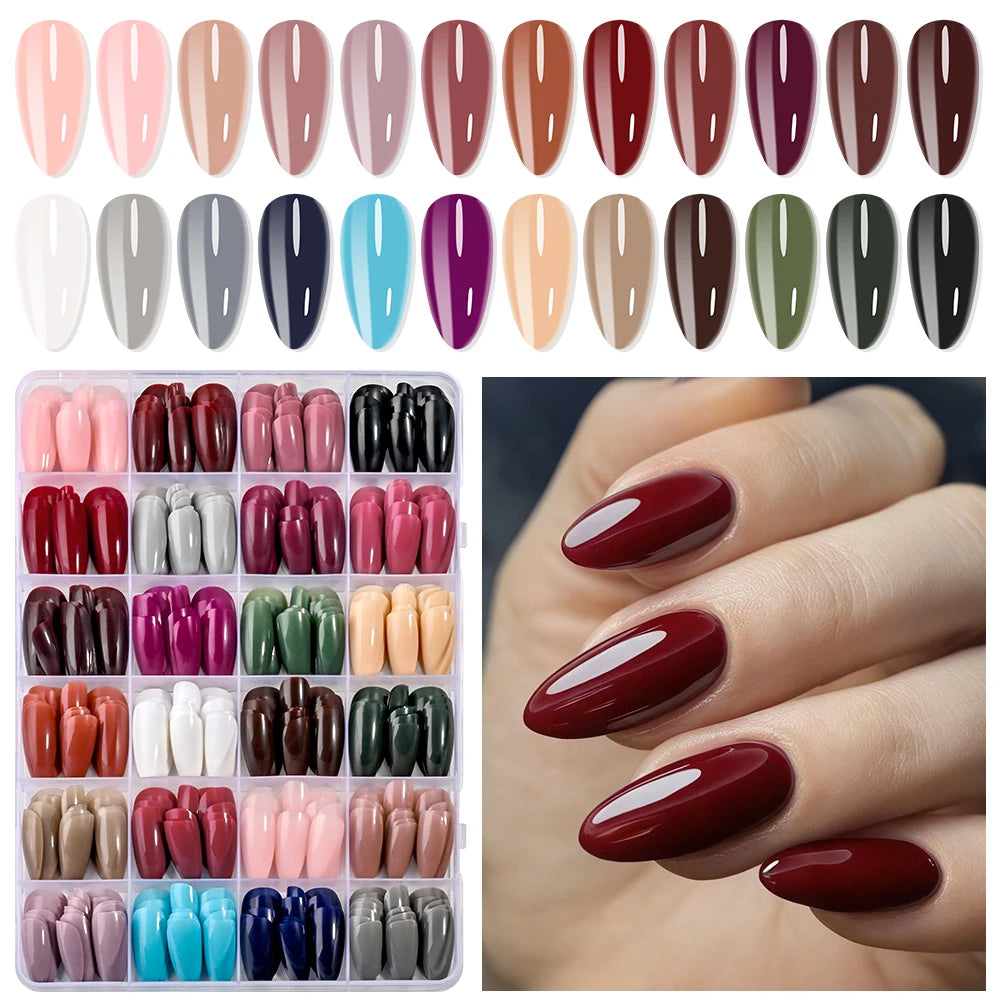 288 Pcs Press On Nails | Glossy Almond Mixed Colors Set