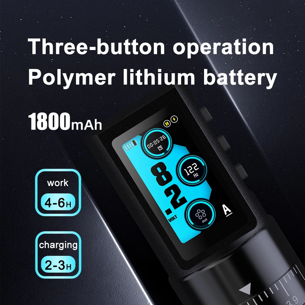 TUMAlab T7 MAX Wireless Tattoo Pen – Adjustable Stroke Motor Wireless Tattoo Pen PRIMED