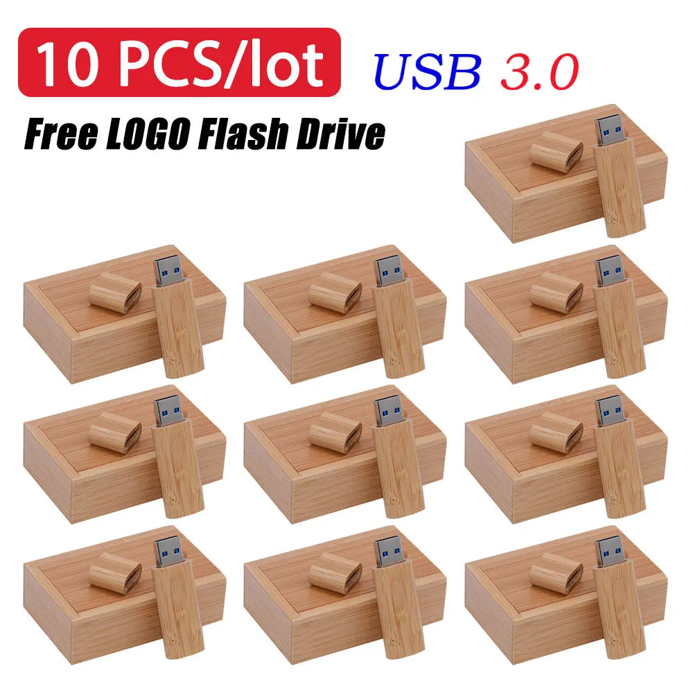 10-Pack Wooden USB 3.0 Flash Drives 4–64GB Custom Logo USB Flash Drive PRIMED 8 GB Carbon-box