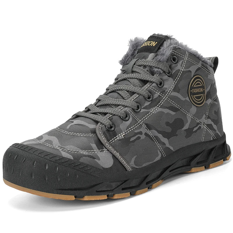 Men's Waterproof High-Top Snow Boots | Fur Lined Insulated Men's Snow Boots PRIMED 39 GRAY