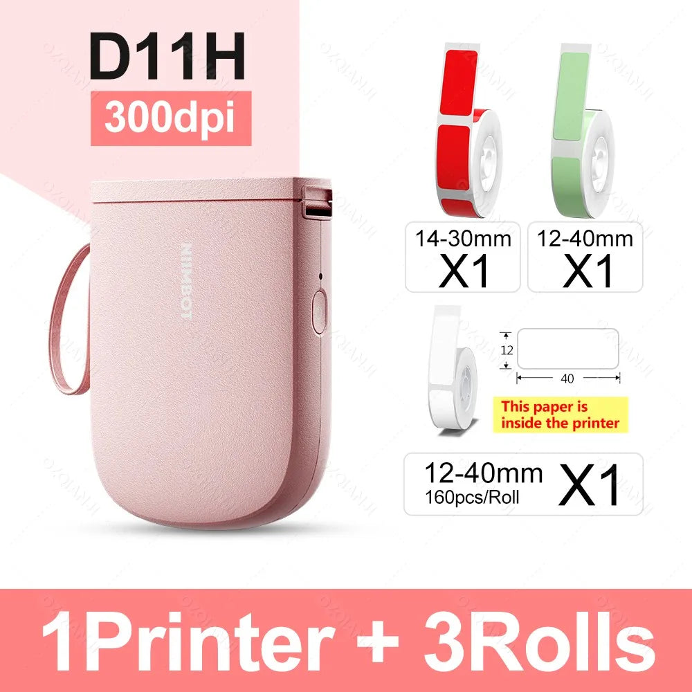 Niimbot D11H 300DPI Bluetooth Portable Thermal Label Printer Thermal Label Printer PRIMED PK Add 3Rolls 3