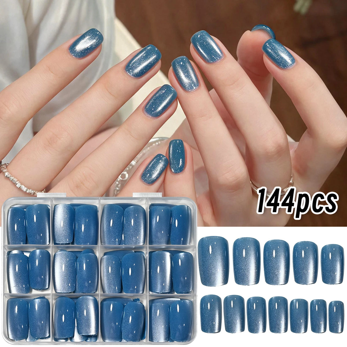 Red Cat's Eye Press On Nails 144pcs – Glazed Resin Nail Tips