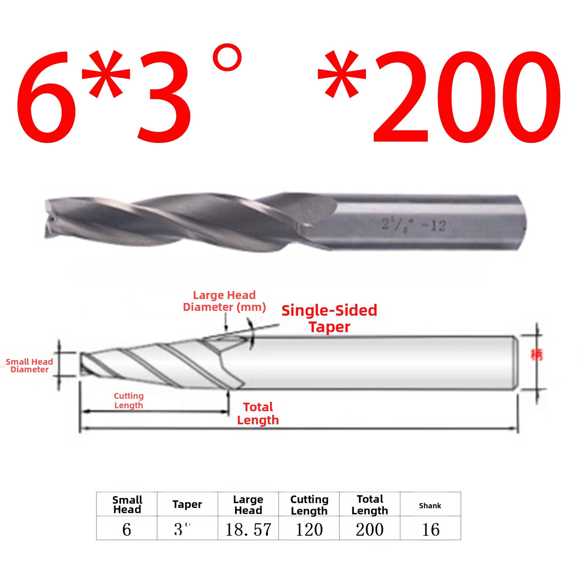 Spiral Tapered Ball Nose End Mill – HSS CNC Deep Groove Carving