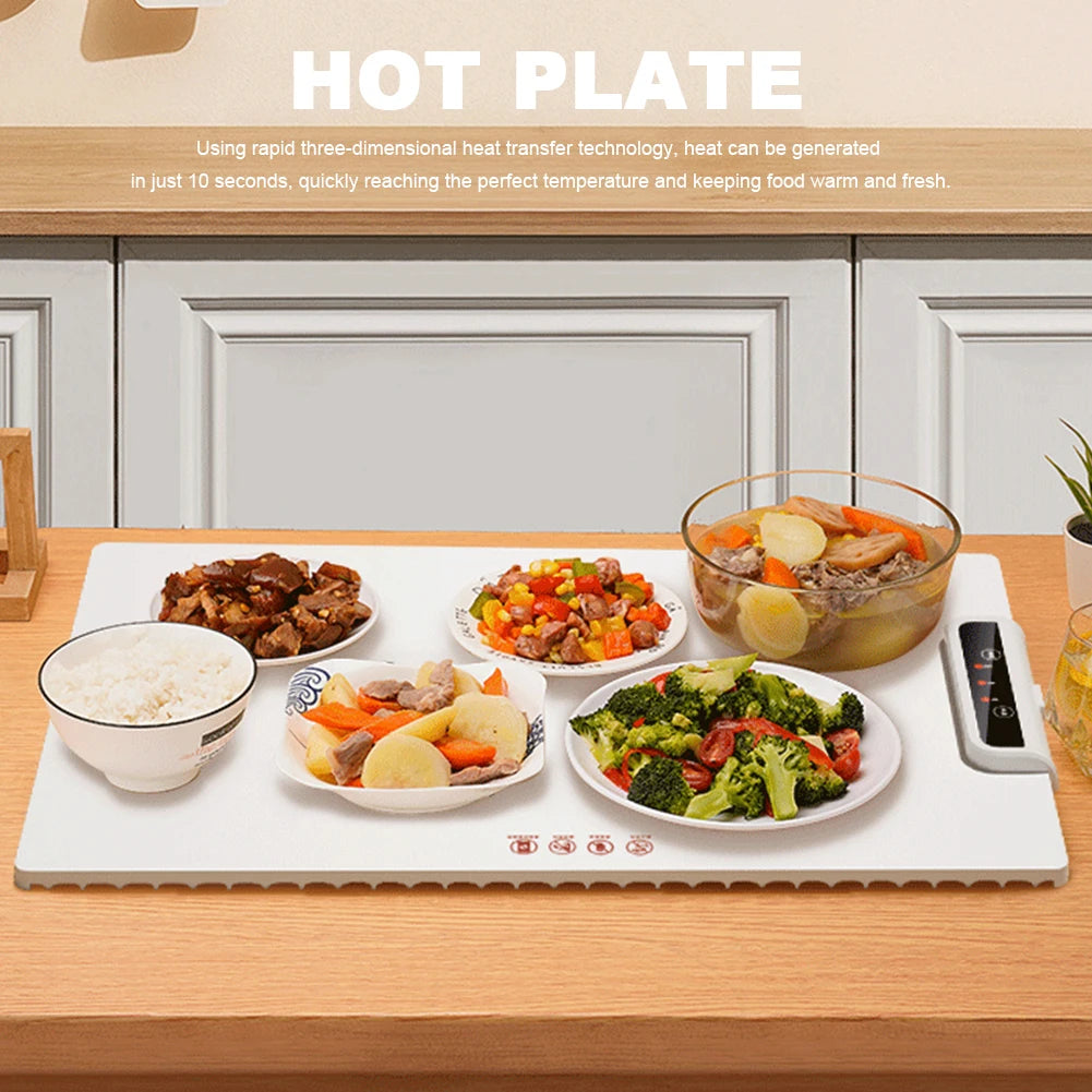 Electric Warming Tray Foldable Silicone Mat | 3 Temps 240W Electric Warming Tray PRIMED