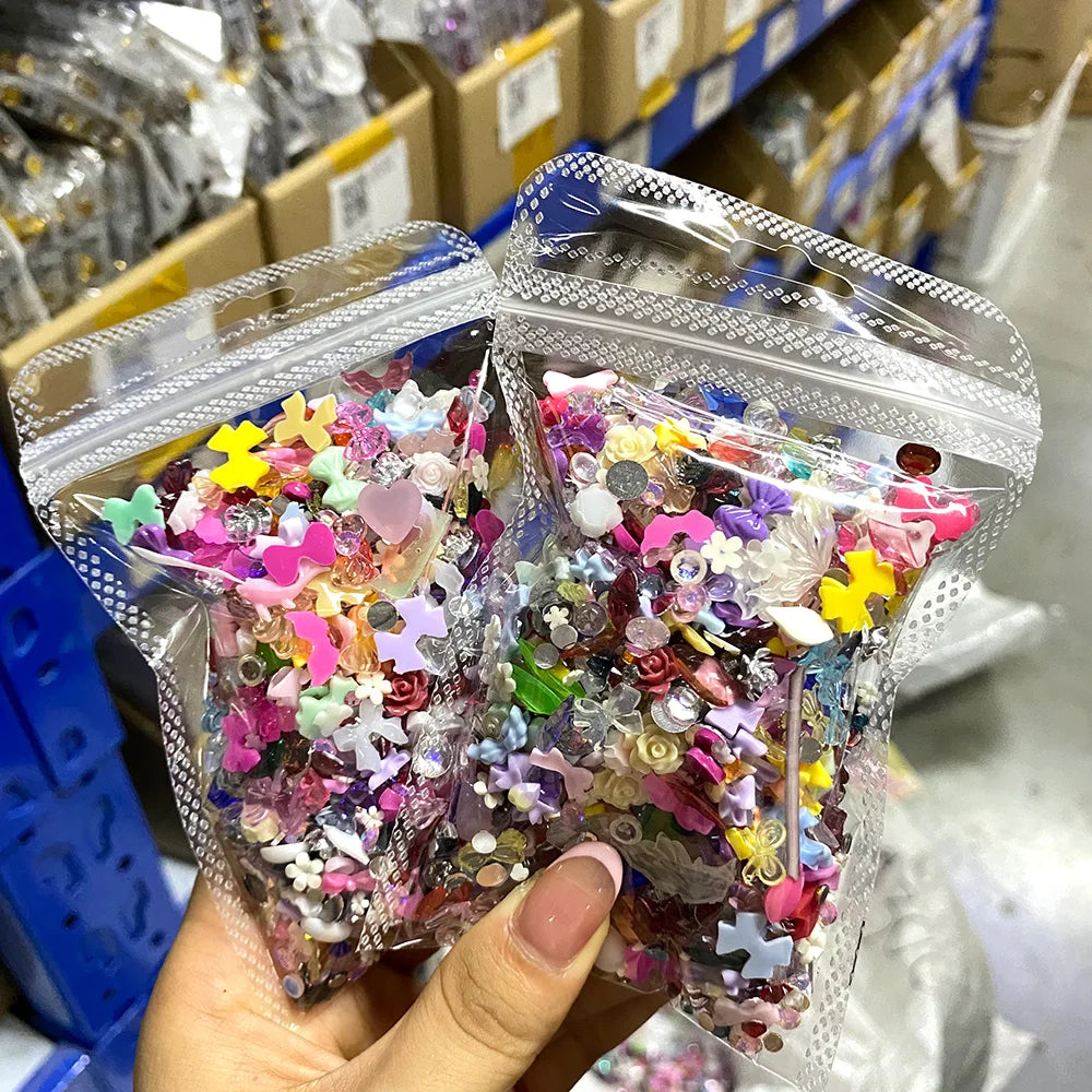 600Pcs Kawaii 3D Resin Nail Charms – Bows, Hearts & Flowers Nail Art Charms PRIMED
