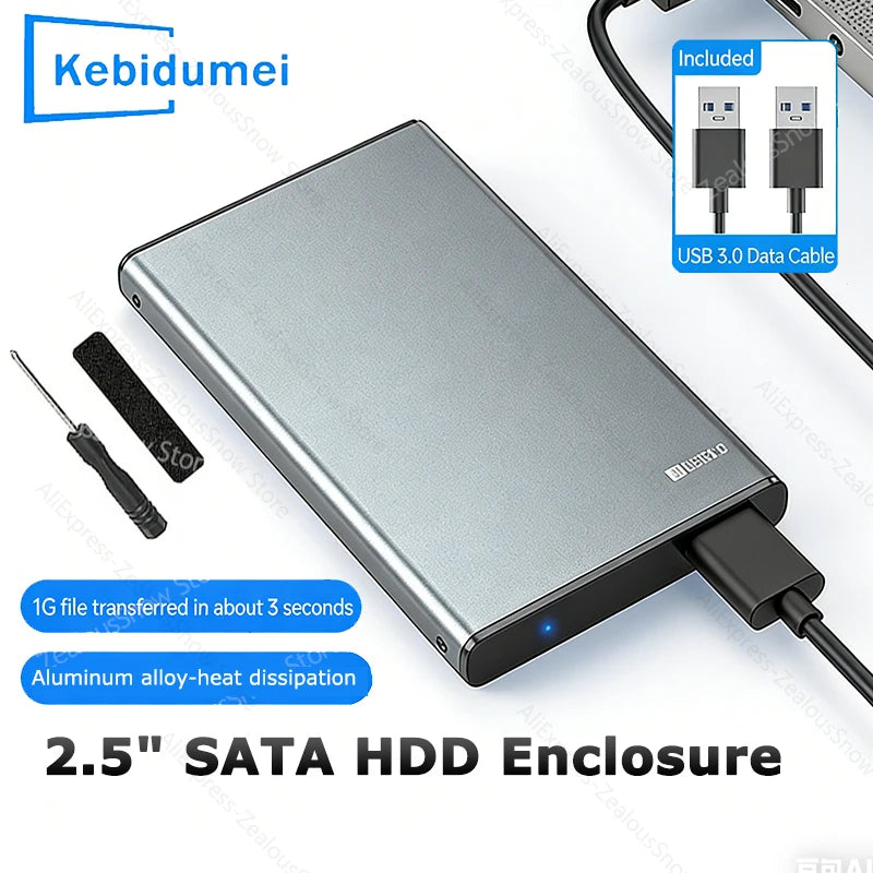 2.5" Aluminum HDD Enclosure – SATA to USB 3.0, 5Gbps, 4TB HDD Enclosure PRIMED