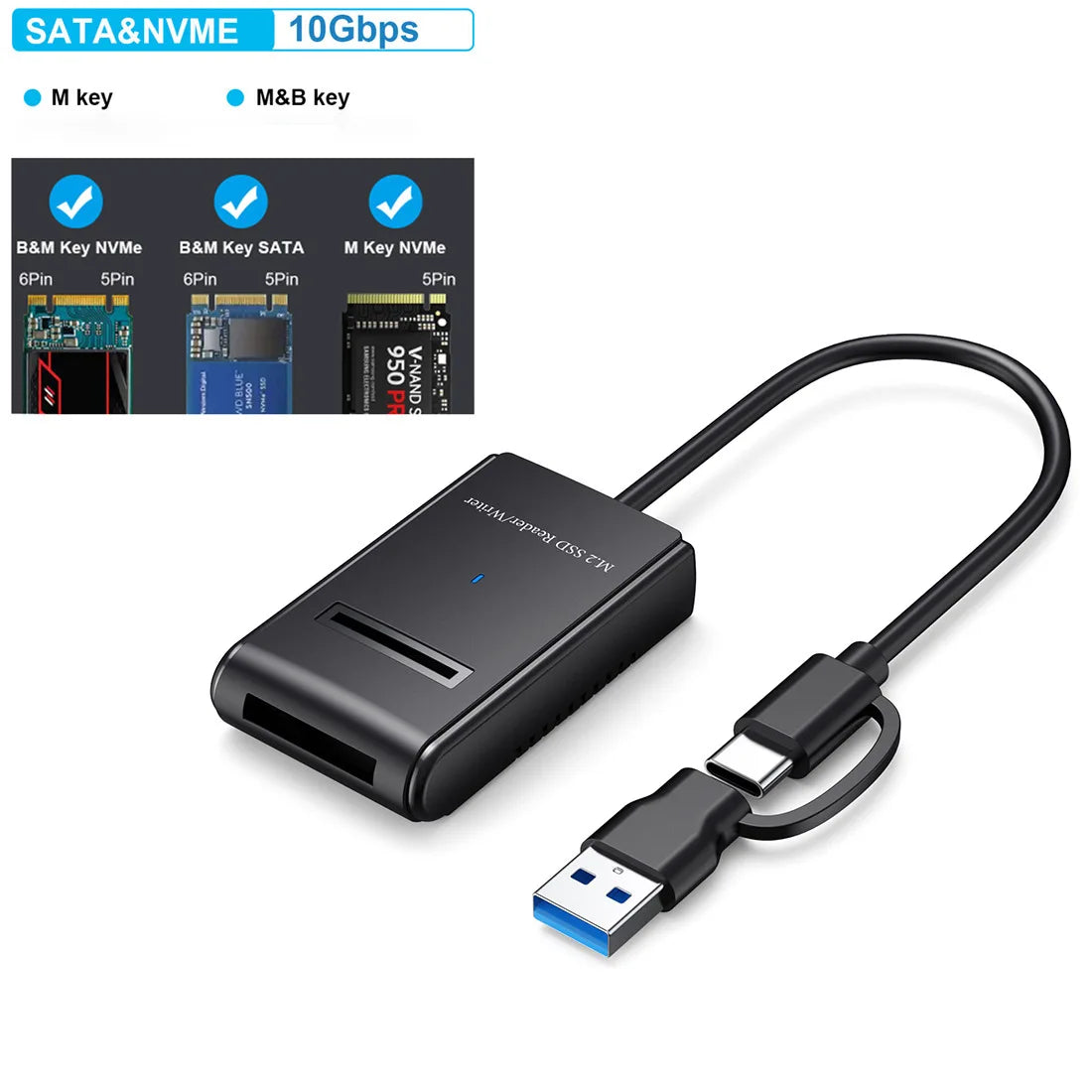 Dual M.2 NVMe/SATA SSD Enclosure 10Gbps USB-C Adapter SSD Enclosure PRIMED NVMe SATA 10 Gbps M.2 NVMe/SATA