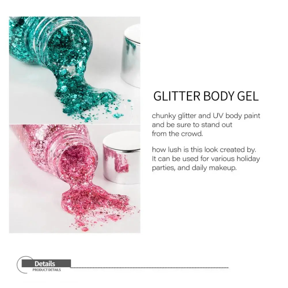 HANDAIYAN Body & Face Glitter Gel – Waterproof Sequins Makeup Body Glitter Gel PRIMED