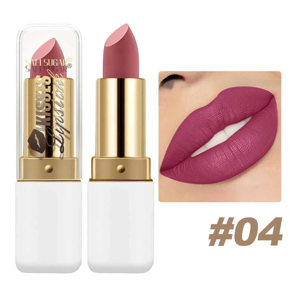 SAM SUGAR Metallic Matte Lipstick – Waterproof Pearlescent Gloss