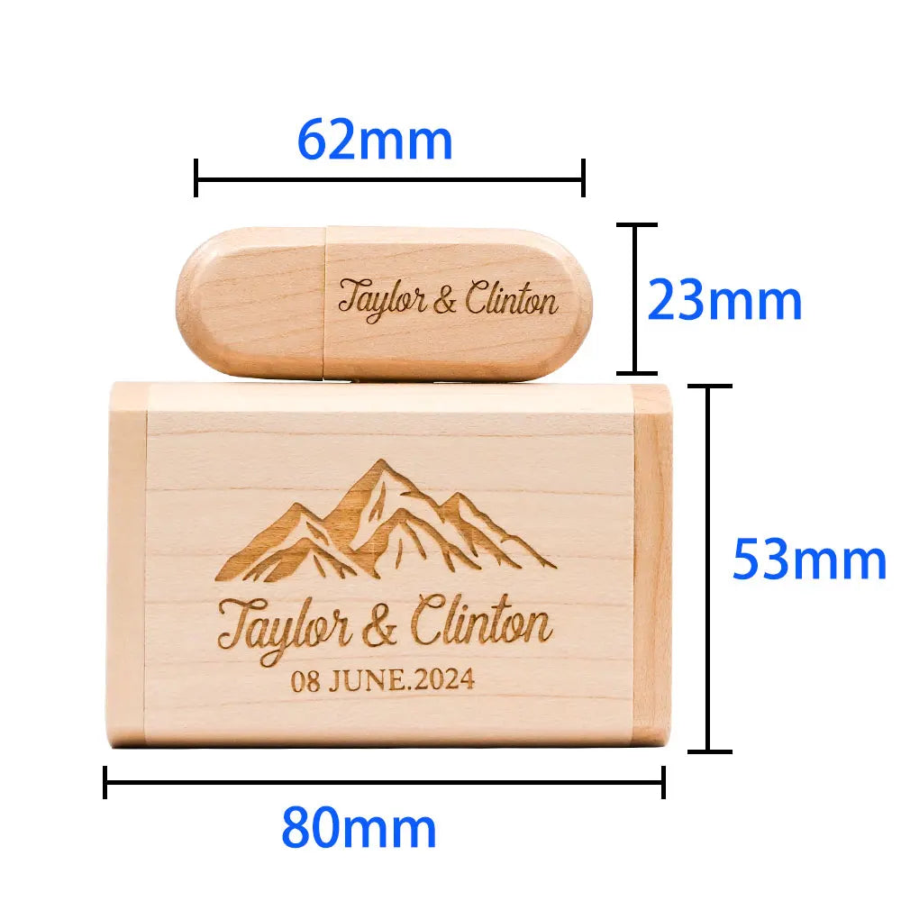 50-Pack Custom Wooden USB Flash Drives | Laser Engraved Logo Custom USB Flash Drive PRIMED