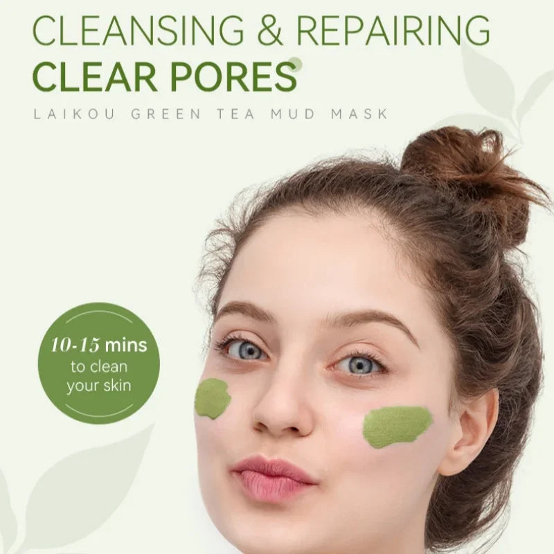 LAIKOU Green Tea Clay Mask 100g | Pore Minimizing Oil Control Clay Face Mask PRIMED