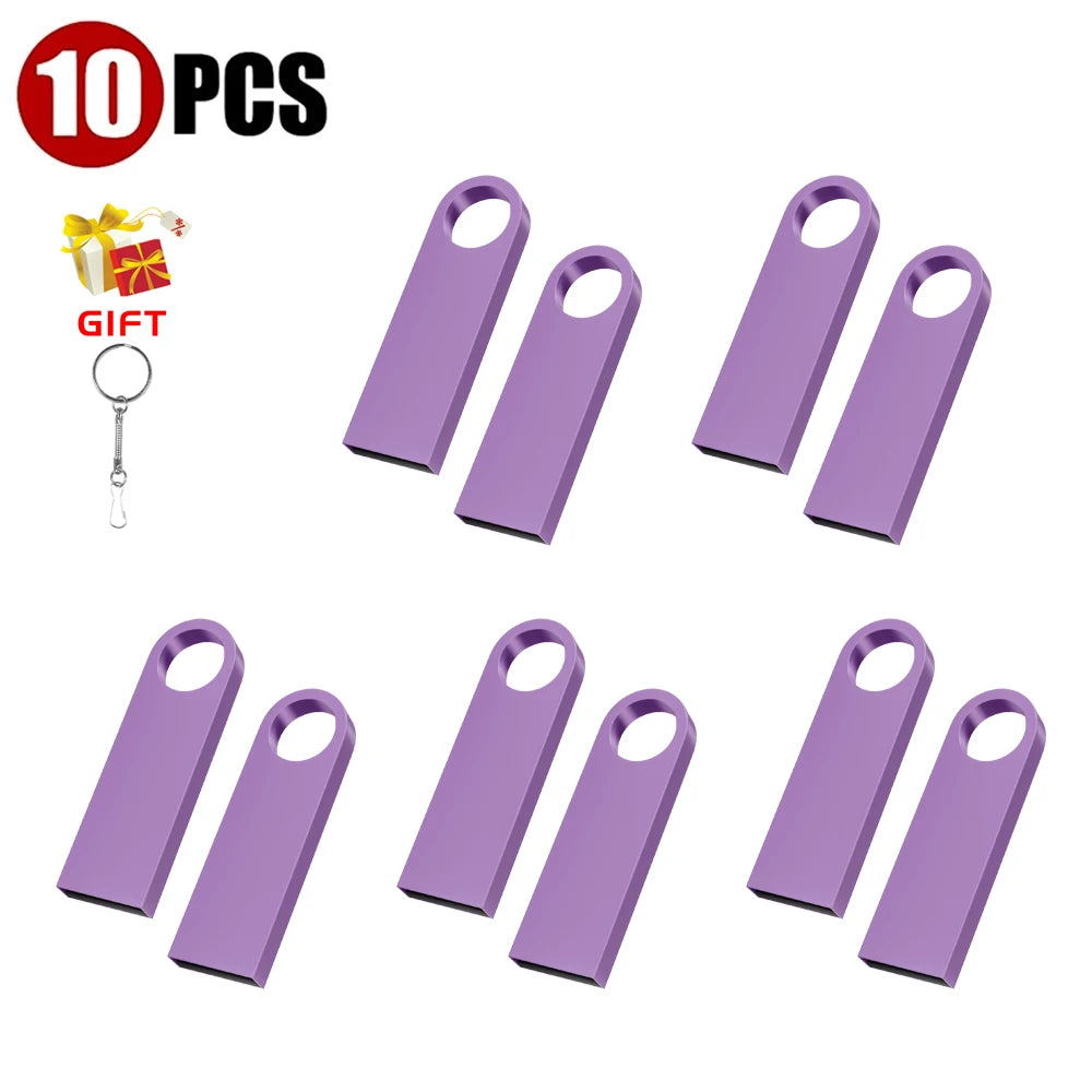 10-Pack Custom Logo Metal USB Flash Drives 128MB–128GB USB Flash Drive PRIMED 128GB X 10PCS Violet CN
