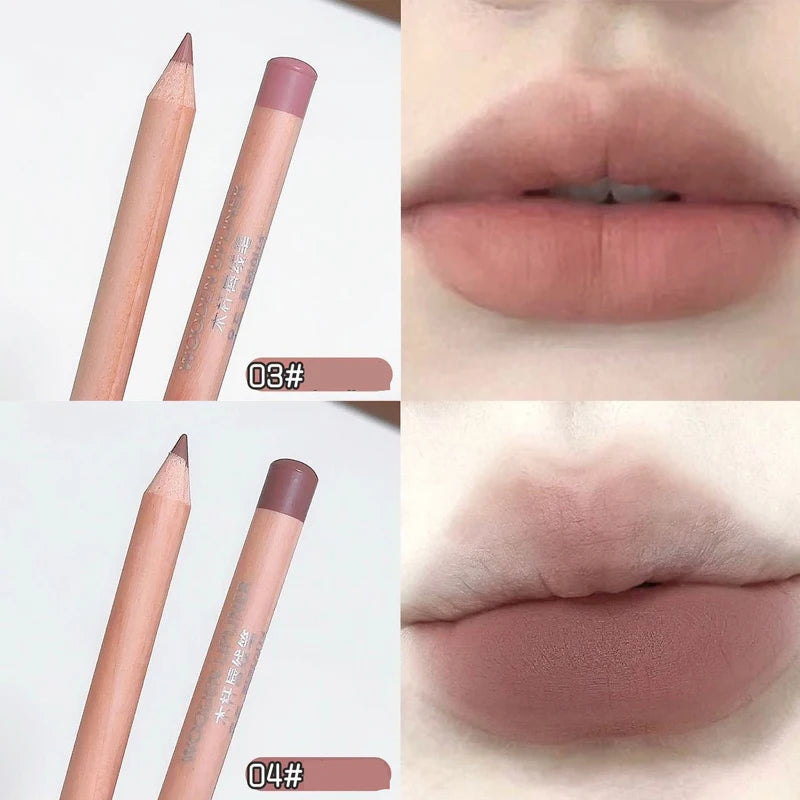 Wooden Matte Lip Liner Pencil – Waterproof Nude Contour