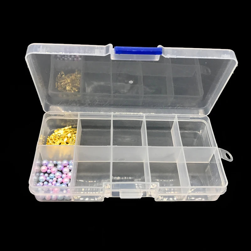 10-Compartment Clear Plastic Nail Art & Jewelry Organizer