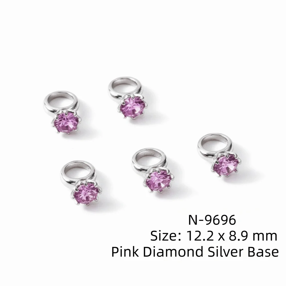 3D Zircon Nail Art Rhinestones – Diamond Manicure Charms 5pc Nail Art Rhinestones PRIMED Silver 5