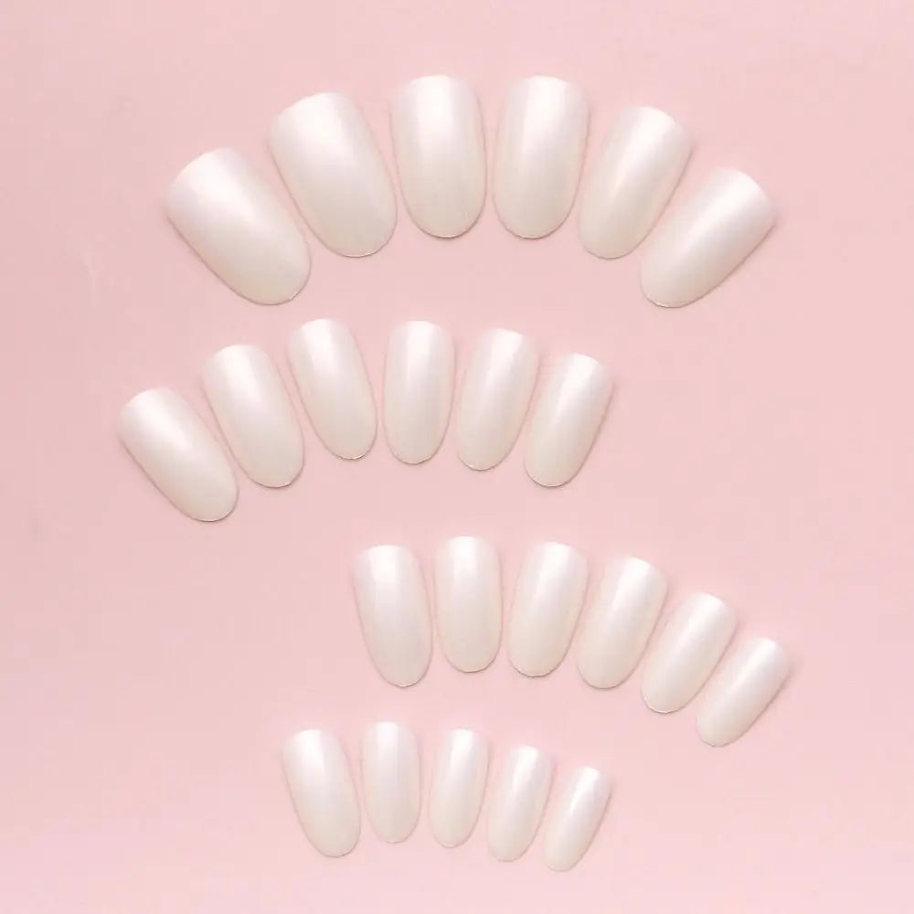 Long Almond French False Nails – Full Cover DIY Nail Tips 24Pcs