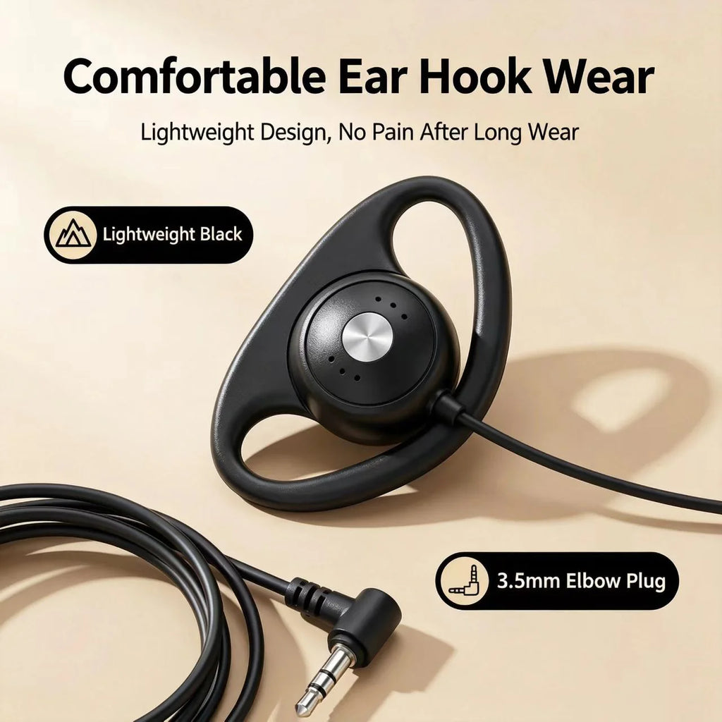 Tour Guide Earhook Headset Mic | Motorola Walkie Talkie Compatible Wired Earhook Headset PRIMED