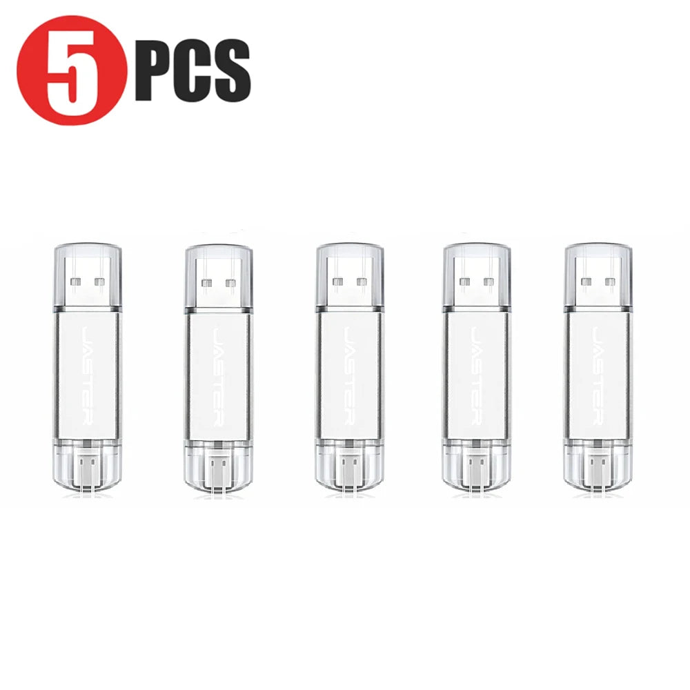 JASTER 5-Pack Type-C USB 2.0 Flash Drive 128MB–128GB USB Flash Drive PRIMED Silver 8 GB CN