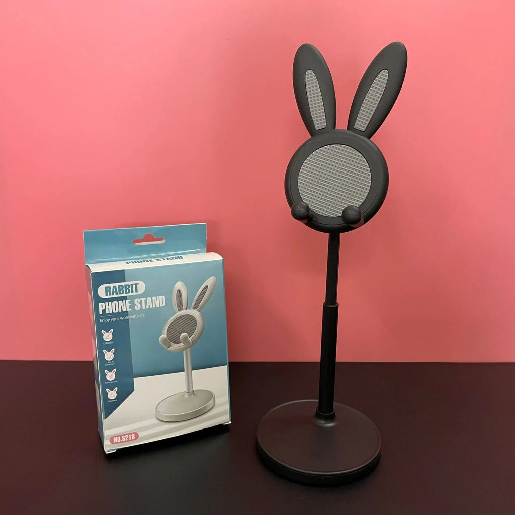Cute Rabbit Phone & Tablet Stand – Adjustable Height Holder Phone Tablet Stand PRIMED Black