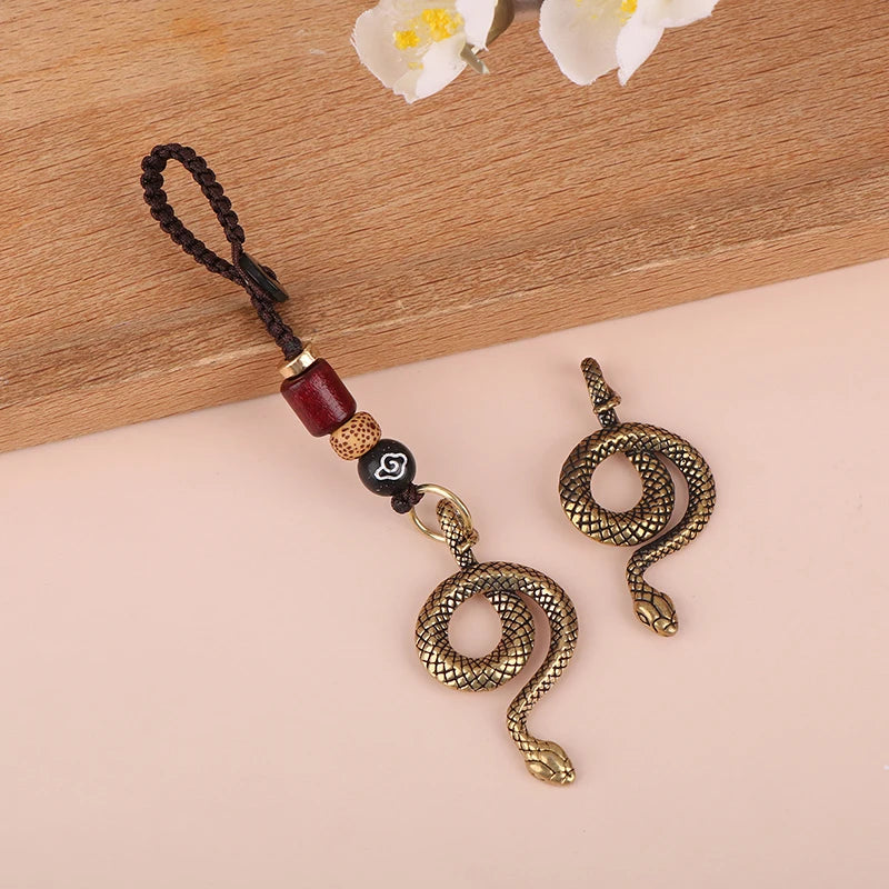 Handmade Brass Snake Zodiac Key Chain Pendant | Vintage Copper