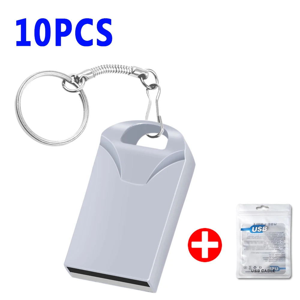 10-Pack Mini Metal USB Flash Drives 8GB–128GB | USB 2.0 USB Flash Drive PRIMED 2GB Bright Silve USB 2.0 China Mainland