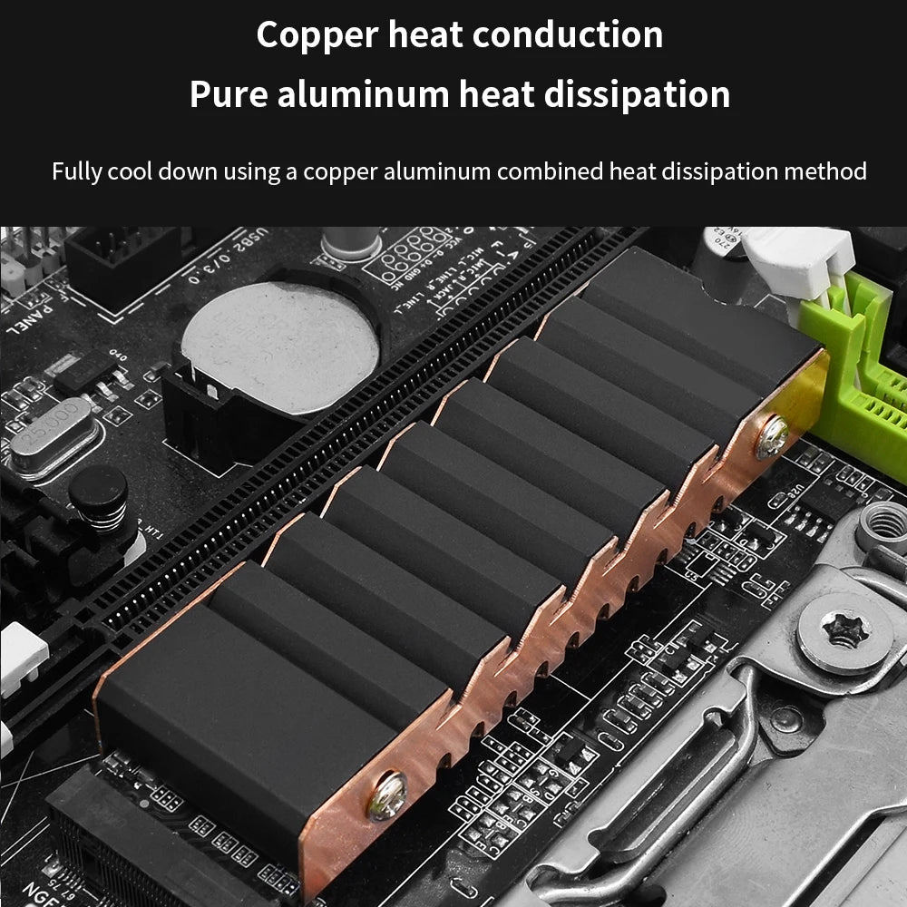 TISHRIC M.2 2280 SSD Heat Sink – Copper Aluminum & Thermal Pad SSD Heat Sink PRIMED