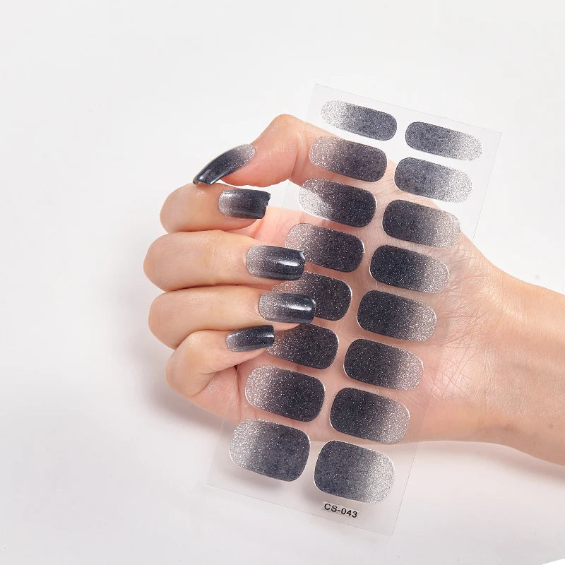 Semi-Cured Gel Nail Wraps Full Cover Stickers – 16pc Set