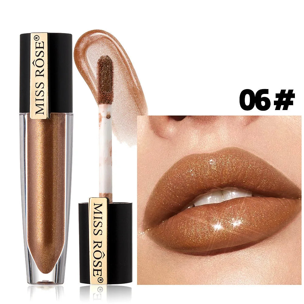 MISS ROSE Pearlescent Liquid Lip Glaze – Waterproof & Hydrating Liquid Lip Gloss PRIMED 7701-028M-06