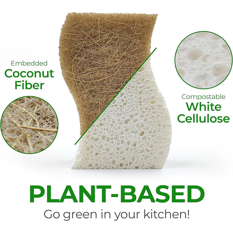 Natural Biodegradable Kitchen Sponges with Coconut Scrubber Kitchen Cleaning Sponge PRIMED