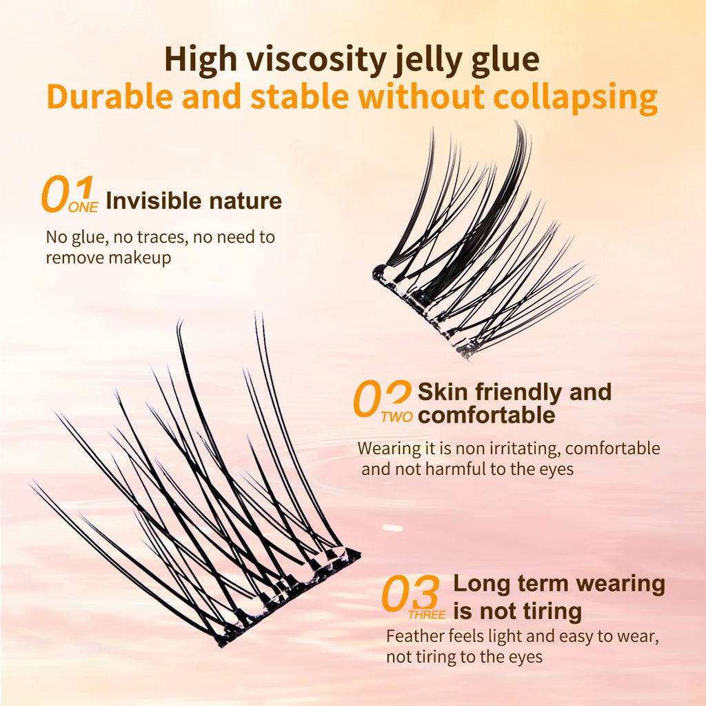 Glue-Free Self-Adhesive Cluster Lashes | DIY Eyelash Extension False Eyelashes PRIMED