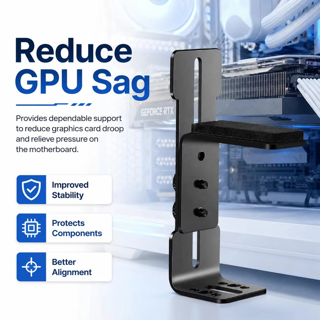 Adjustable GPU Support Bracket 6–96mm | Anti-Sag Card Holder GPU Support Bracket PRIMED