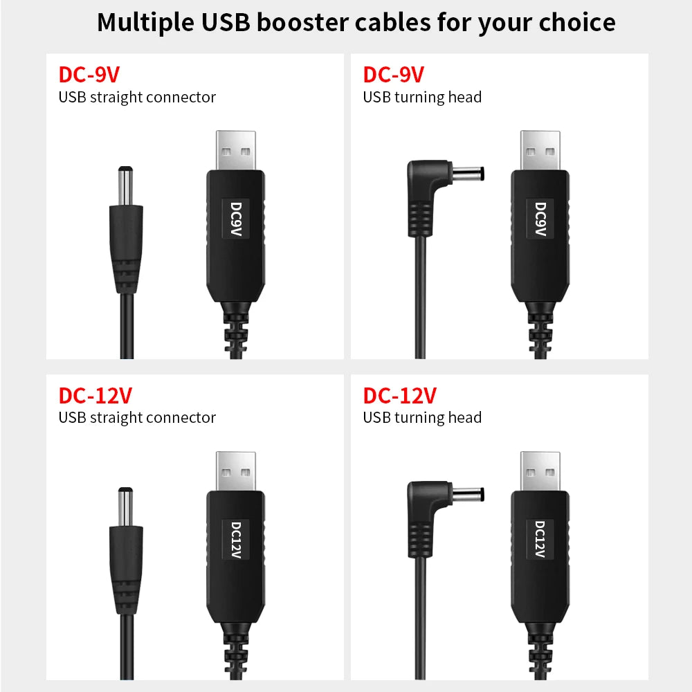 TISHRIC USB to DC 9V 12V Boost Power Cable 2.1x5.5mm USB DC Power Cable PRIMED