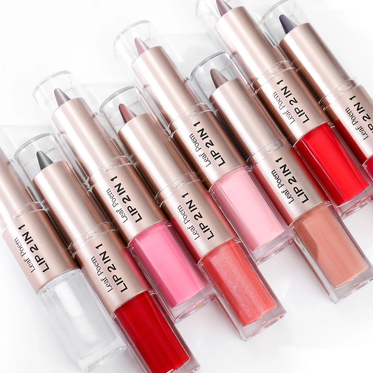2-in-1 Matte Lip Liner & Mirror Gloss Pencil – Nude Brown Lip Liner Gloss Pen PRIMED