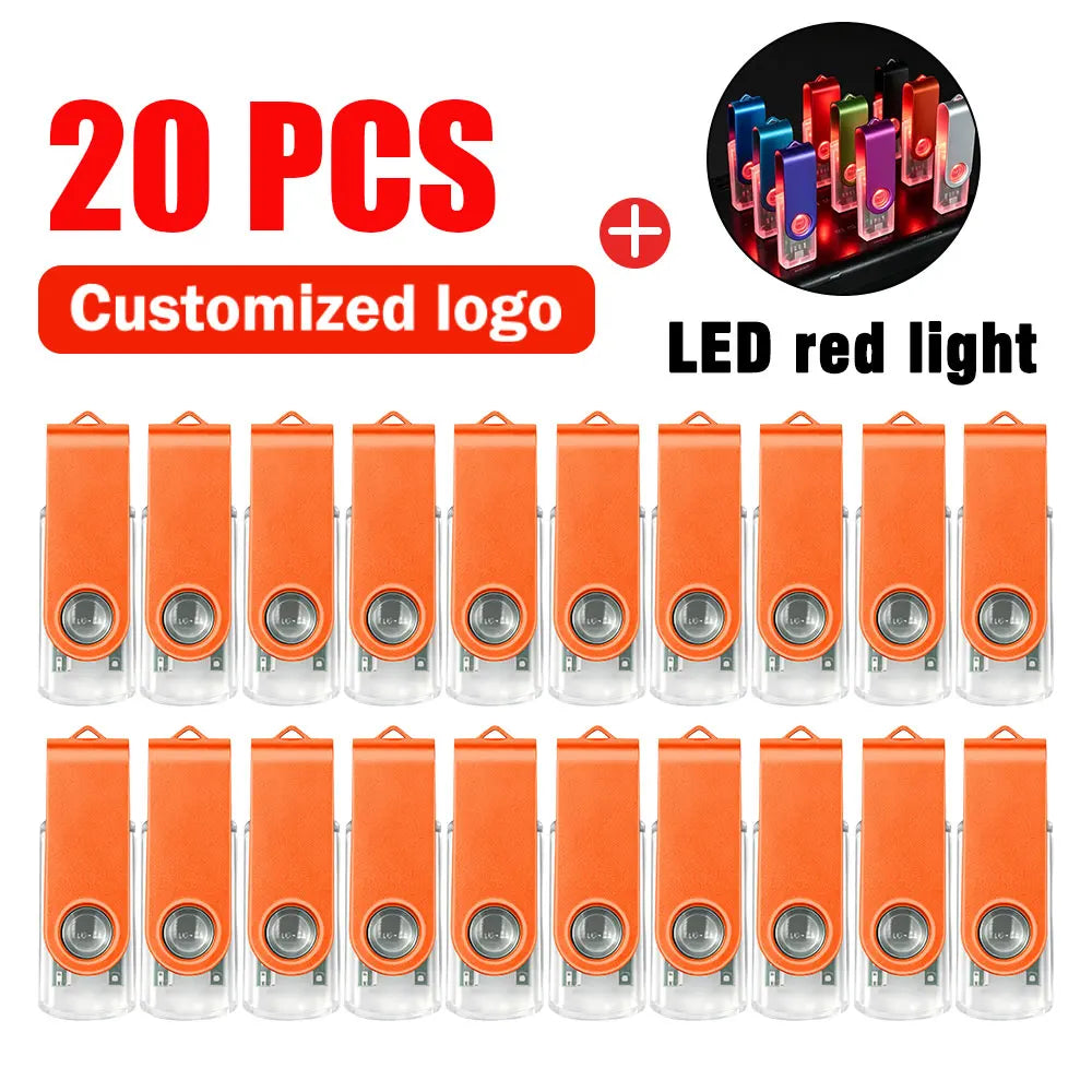20-Pack Metal USB Flash Drives 4GB–128GB | Custom Logo